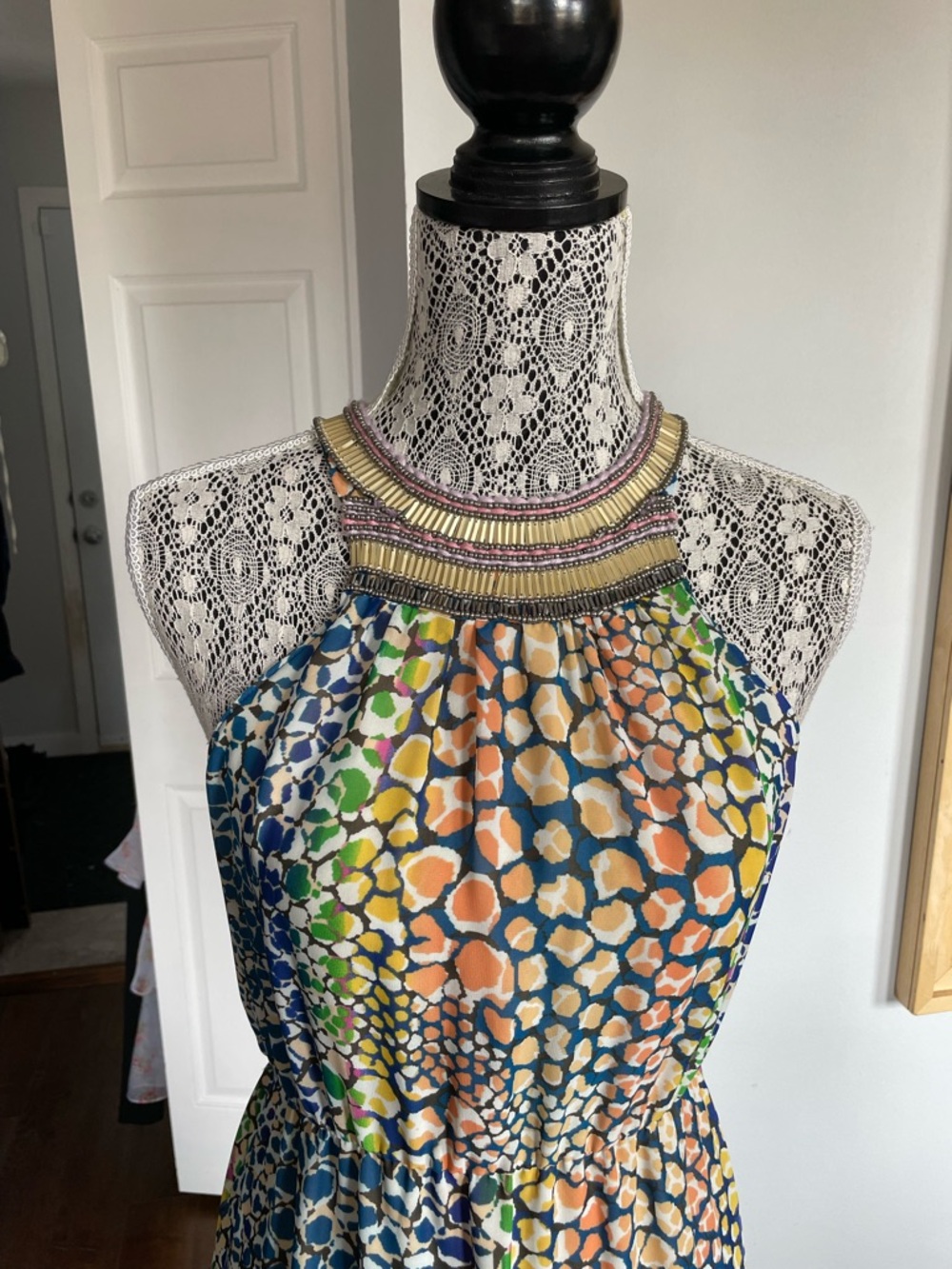 Anthropologie HD in Paris Halter Neck Animal Print Colourful Maxi Dress. Small - Picture 8 of 13